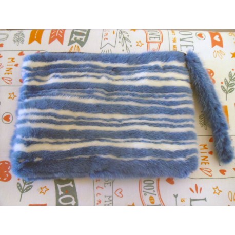 Mink pouch in blue and white